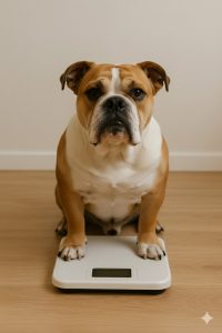 chien sur une balance